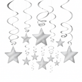 Silver Shooting Star Swirl Decorations